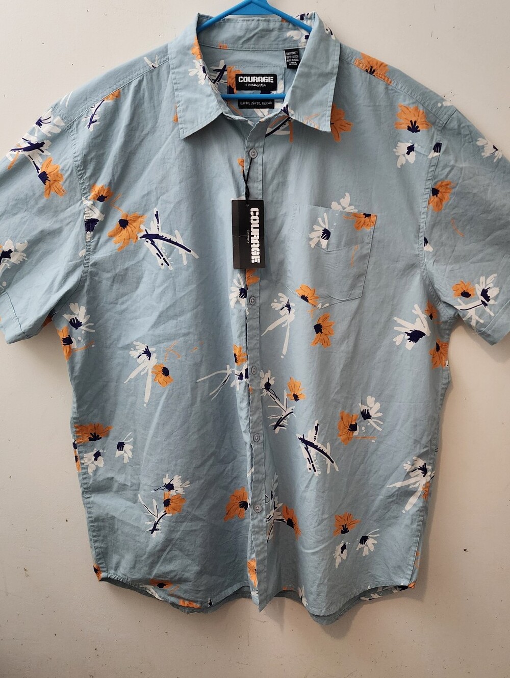 Courage Clothing USA Men's 3XL Button Up Shirt Casual Cotton Abstract Floral NWT